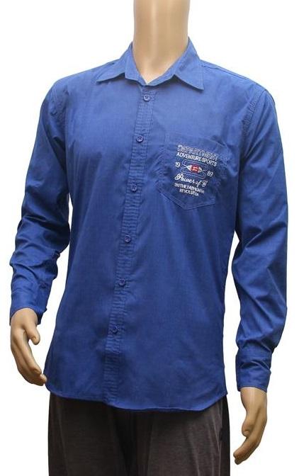 Generic Mens Cotton Casual Men Shirts (Blue, L)