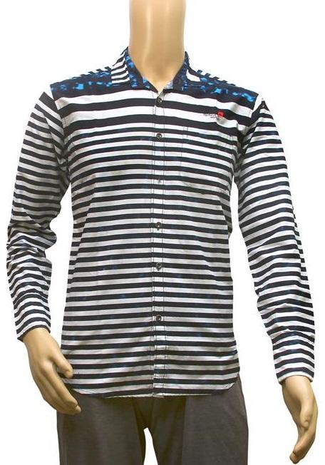 Generic Mens Cotton Casual Men Shirts (Blue, White, XS)