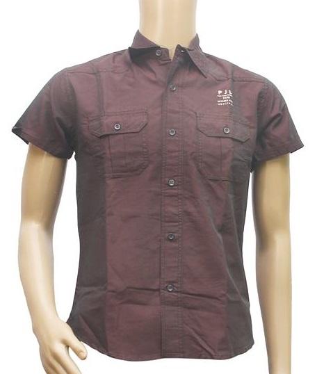 Generic Mens Poly Casual Men Shirts (Brown, M)