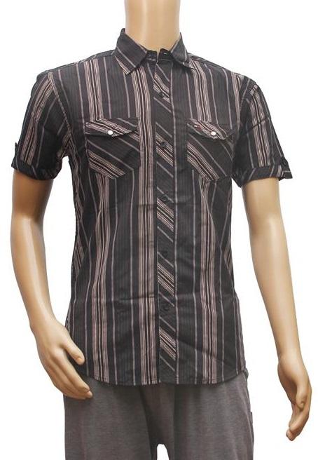 Generic Mens Poly Casual Men Shirts (Black, Grey, L)