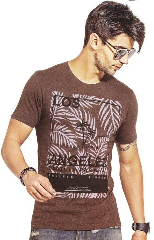 Generic Mens Hosiery Printed Men Tshirts (Brown, S)