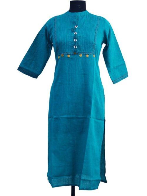 Generic Women’s Cotton Kurtis (Blue, M)