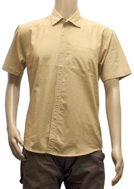 Generic Mens Combed Cotton Semi Formal Men Shirts (Beige, L)