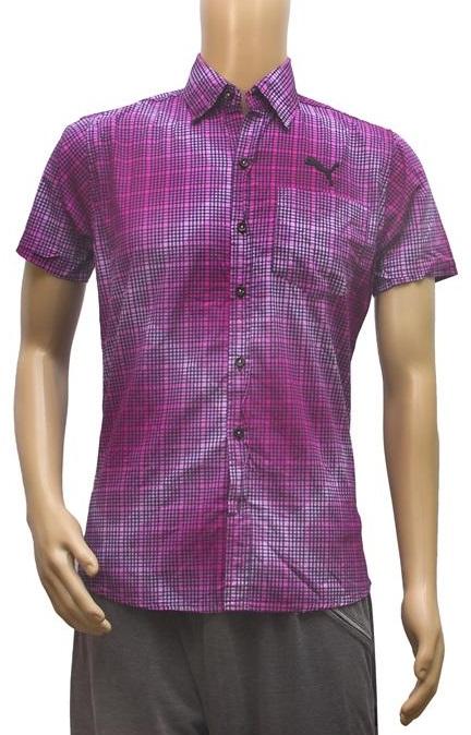 Generic Mens Cotton Mix Casual Men Shirts (Violet, L)