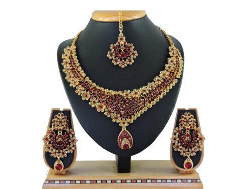 Generic Women’s Alloy Necklace set (Maroon)