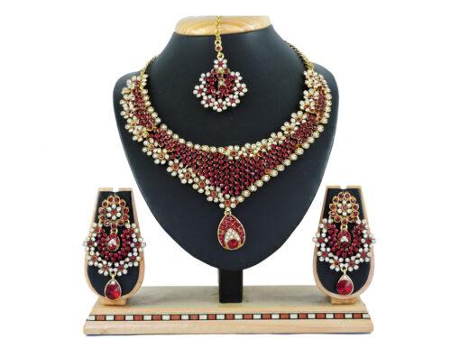 Generic Women’s Alloy Necklace set (Maroon)