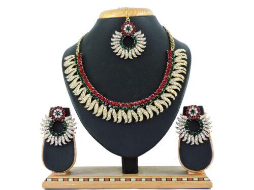 Generic Women’s Alloy Necklace set (Maroon,Green)