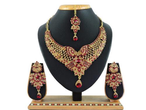 Generic Women’s Alloy Necklace set (Maroon)