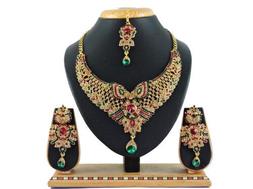 Generic Women’s Alloy Necklace set (Maroon,Green)