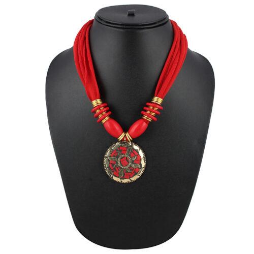 Red Color Designer Tibetan Style Necklace