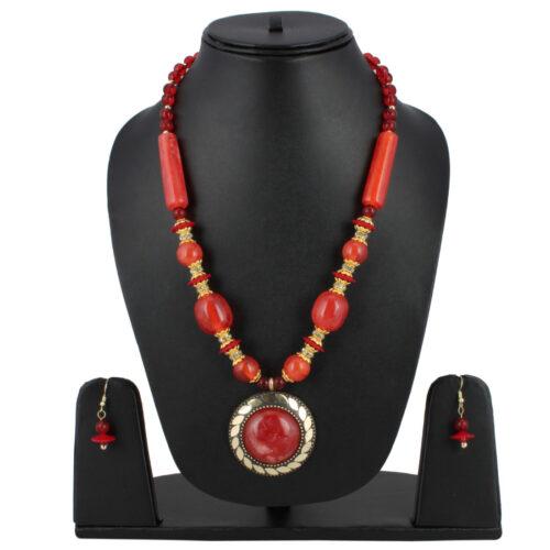 Fashion Pendant Necklace with EarringTibetan Style Beads