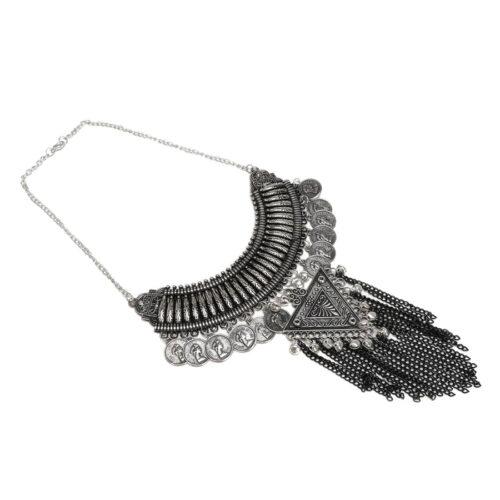 Boho Afgani Turkish Silver Coin Necklace