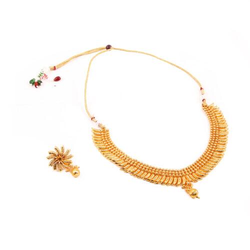 Designer Traditional Copper Gold Plated Traditional Necklace Set - Image 3