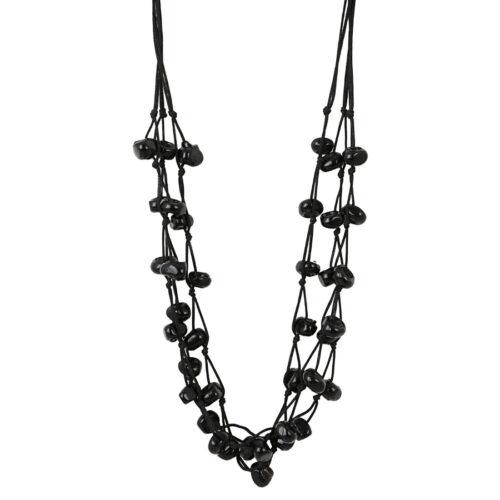 Designer Multi Strand Black Beads Necklace