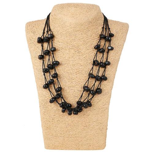 Designer Multi Strand Black Beads Necklace - Image 3