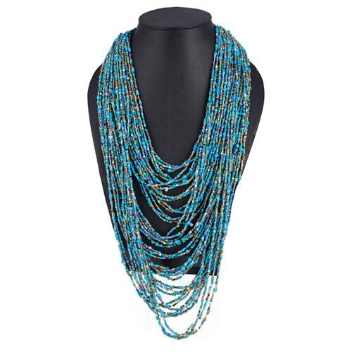 Blue Multi Layer Beads Necklace - Image 3