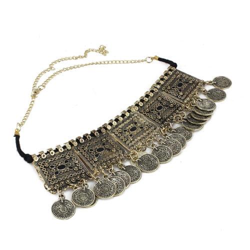 Oxidised Gold-Plated Coin Choker Necklace