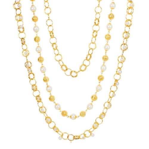 Pearl Mala Multi Layer Daily Wear Gold Plated Chain - Image 3