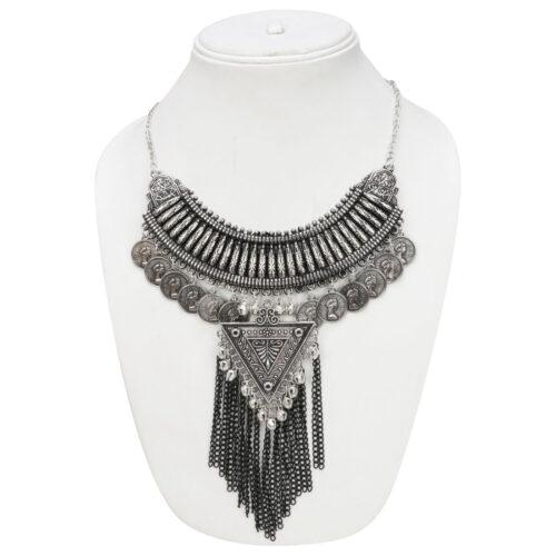 Boho Afgani Turkish Silver Coin Necklace