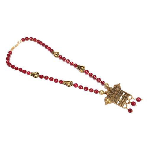 Designer Premium High Grade Stylish Maroon Beads Necklace - Image 3