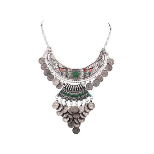 Afghani Tribal Antique Boho Oxidised Silver Necklace - Image 3