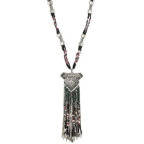 Oxodised Silver Multi Beads Necklace