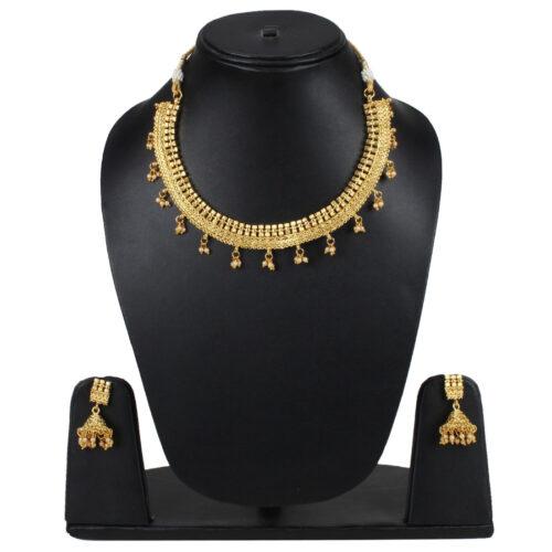 Elegant Bollywood Inspired Traditional Copper Gold Plated Necklace - Image 3