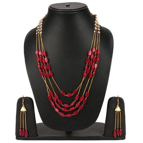 Gold Plated Chain Onyx Stone Necklace Set