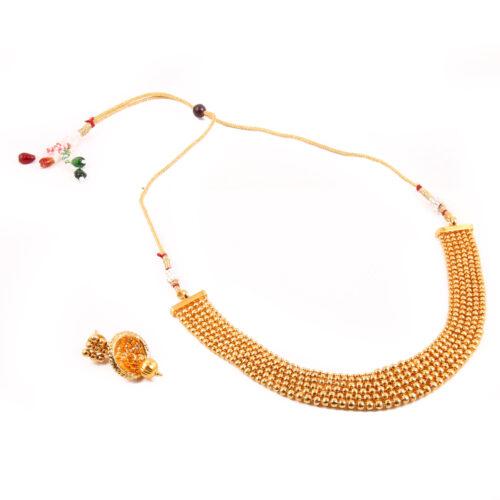 Designer Traditional Copper Gold Plated Traditional Necklace Set - Image 3