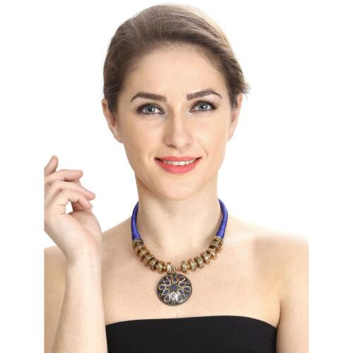 Designer Blue Thread Fashion Necklace