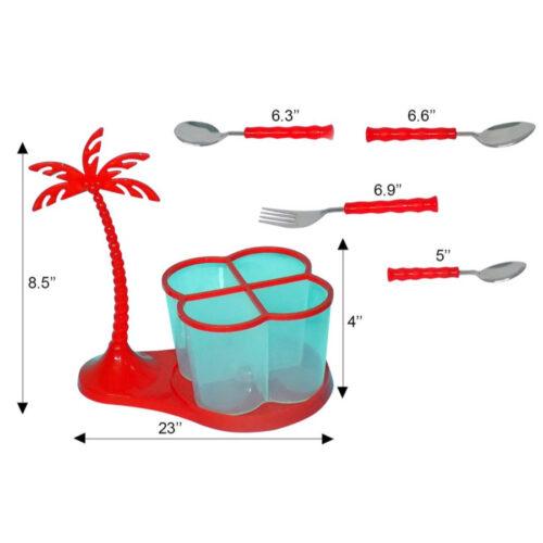 Generic Dining and Cutlery Set with Coconut Tree Design stand