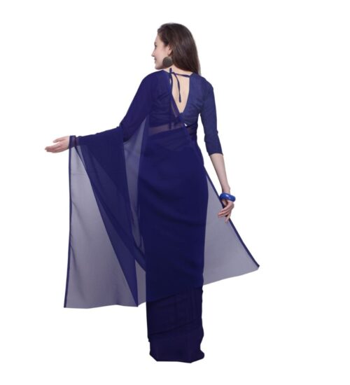 Generic Women’s Dyed Saree(Dark Blue,5-6 Mtrs)