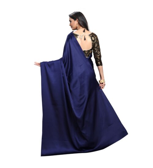 Generic Women’s Satin Saree(Blue,5-6 Mtrs)