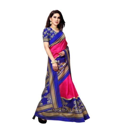 Generic Women’s Bhagalpuri Saree(Pink,5-6 Mtrs)