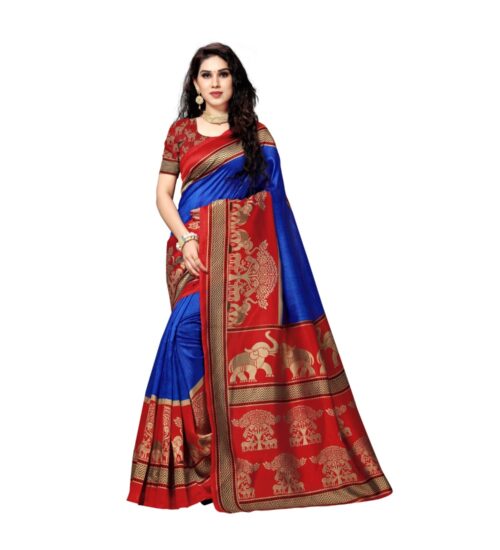 Generic Women’s Bhagalpuri Saree(Blue,5-6 Mtrs)