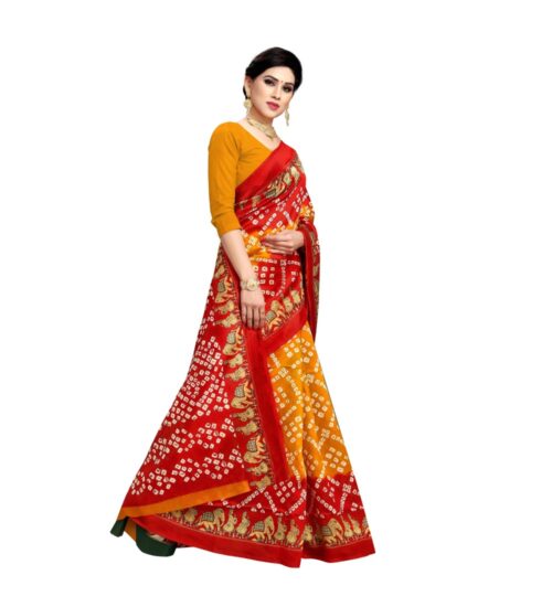 Generic Women’s Bhagalpuri Saree(Yellow,5-6 Mtrs)