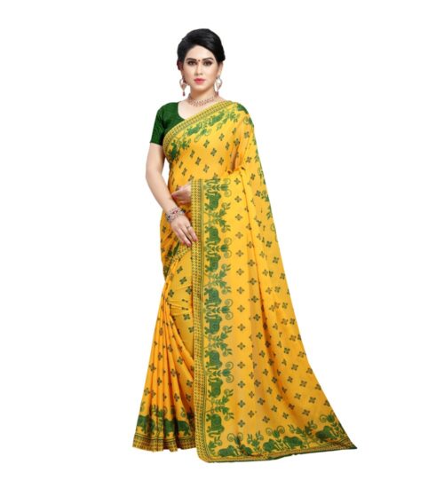 Generic Women’s Georgette Saree(Green,5-6 Mtrs)