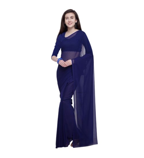 Generic Women’s Dyed Saree(Dark Blue,5-6 Mtrs)