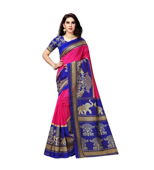 Generic Women’s Bhagalpuri Saree(Pink,5-6 Mtrs)