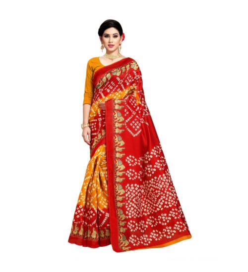 Generic Women’s Bhagalpuri Saree(Yellow,5-6 Mtrs)