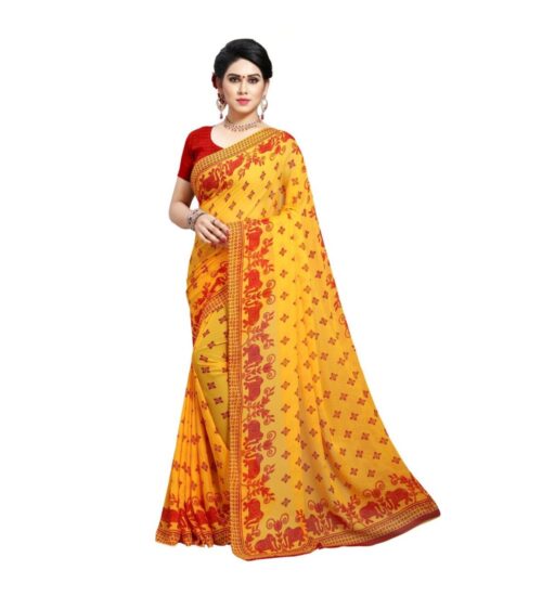 Generic Women’s Georgette Saree(Red,5-6 Mtrs)