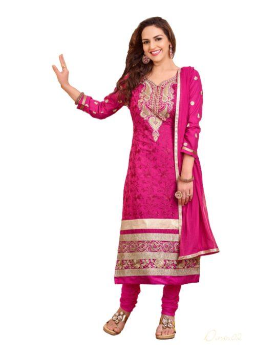 Generic Women’s Cotton Unstitched Salwar Suit-Material With Dupatta (pink,2.2 Mtrs)