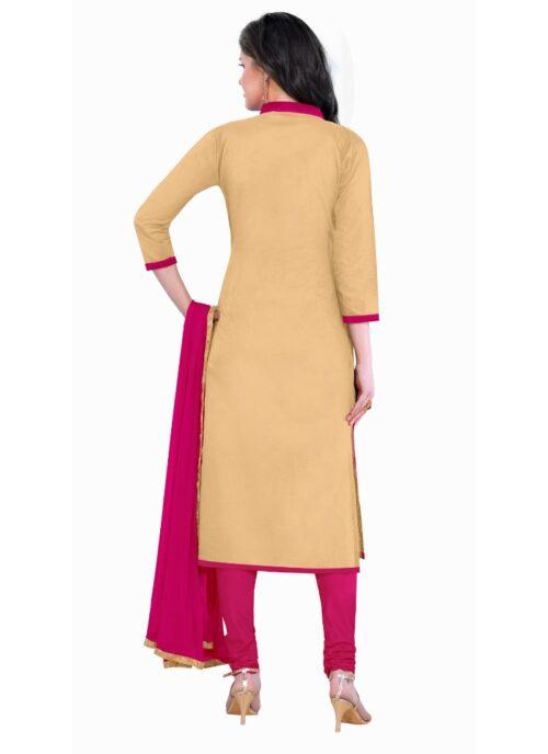 Generic Women’s Cotton Unstitched Salwar Suit-Material With Dupatta (Beige,2.3 Mtrs)