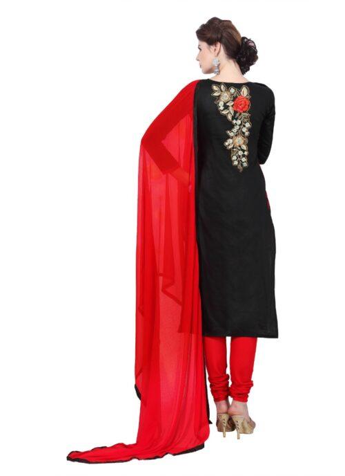 Generic Women’s Cotton Unstitched Salwar Suit-Material With Dupatta (Black,2.3 Mtrs)