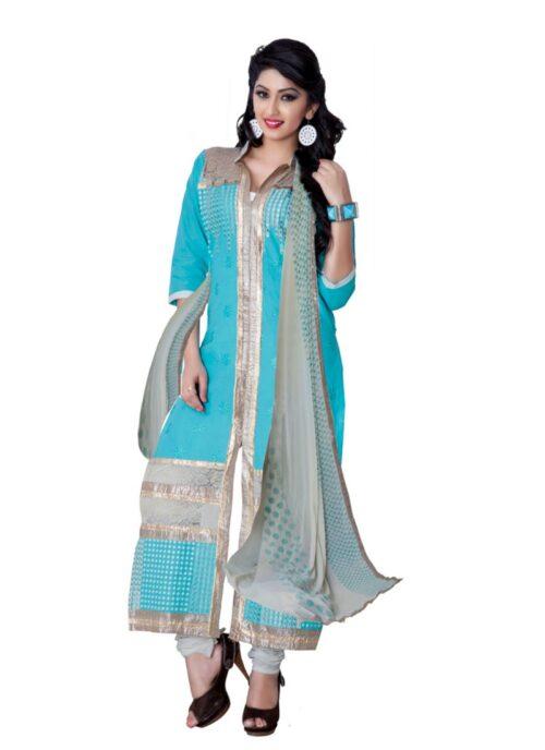 Generic Women’s Cotton Unstitched Salwar Suit-Material With Dupatta (Sky Blue,2.2 Mtrs)