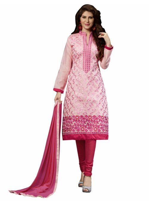 Generic Women’s Chanderi Unstitched Salwar Suit-Material With Dupatta (Pink,2 Mtrs)