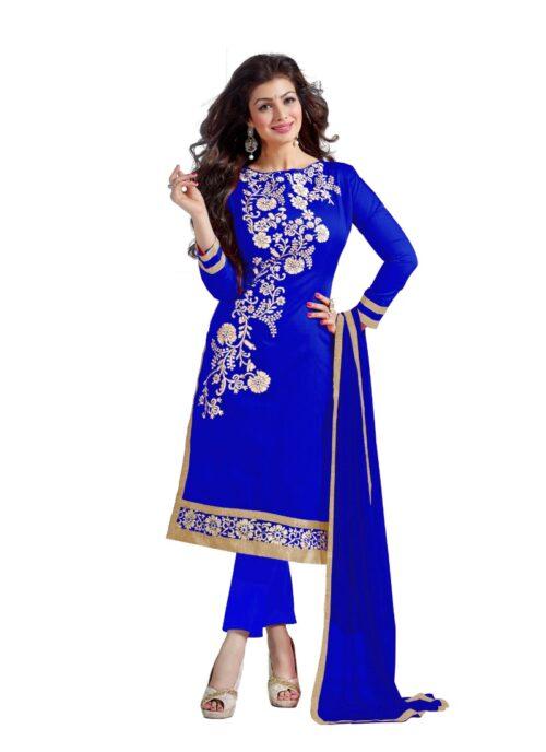 Generic Women’s Chanderi Unstitched Salwar Suit-Material With Dupatta (Blue,2 Mtrs)