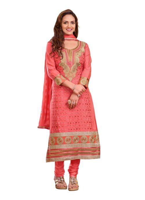 Generic Women’s Cotton Unstitched Salwar Suit-Material With Dupatta (pink,2.2 Mtrs)