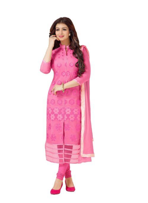 Generic Women’s Cotton Unstitched Salwar Suit-Material With Dupatta (Pink,2.2 Mtrs)