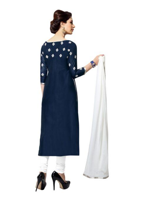 Generic Women’s Cotton Unstitched Salwar Suit-Material With Dupatta (Navy Blue,2.2 Mtrs)